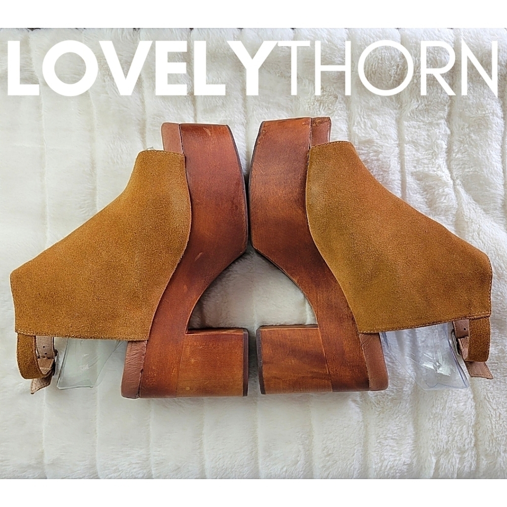JEFFREY CAMPBELL // ltd ed free people collab suede wooden platform block heels - Picture 4 of 16